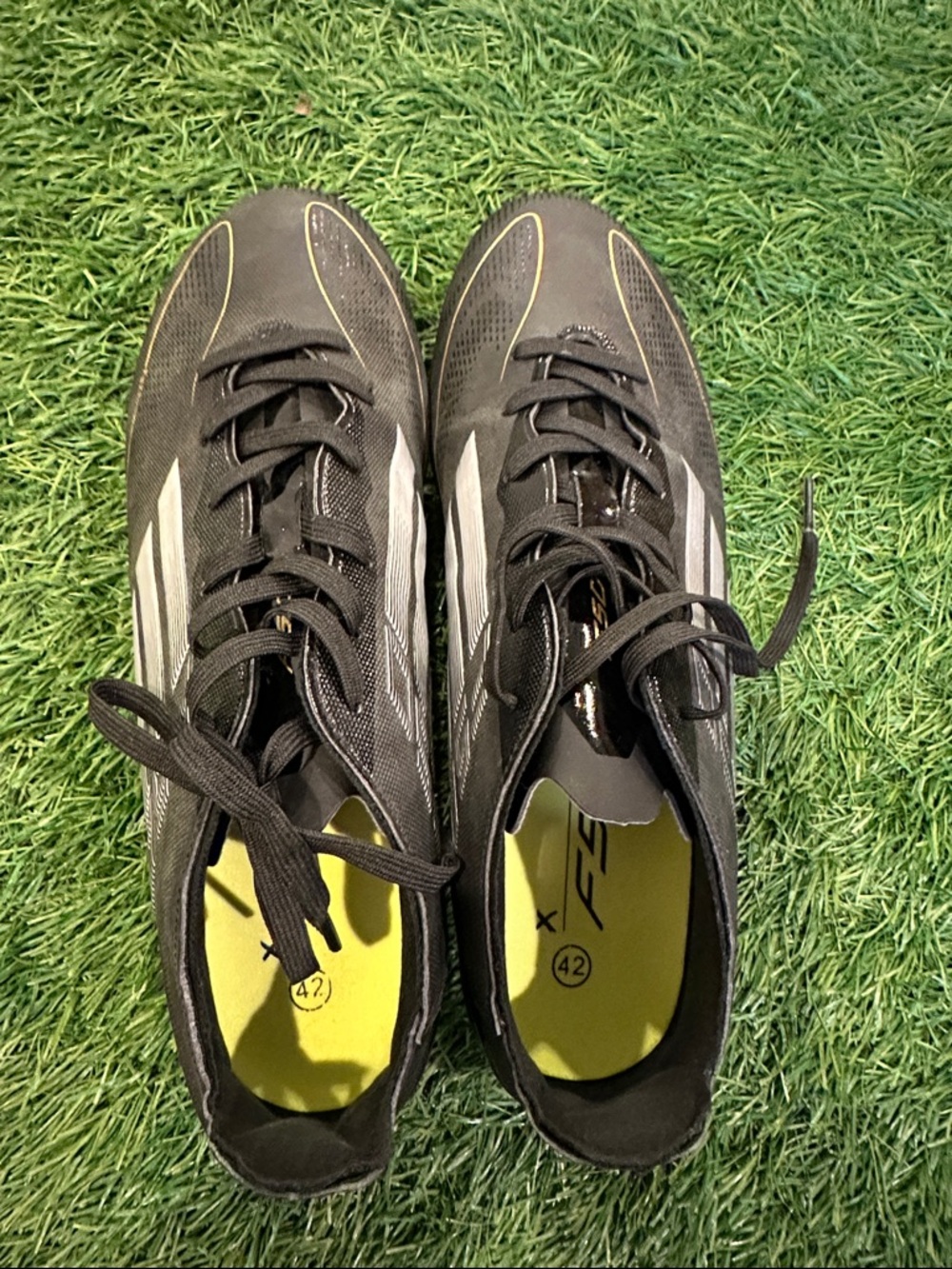 Men's Black soccer Cleats with Yellow Insole - no name brand